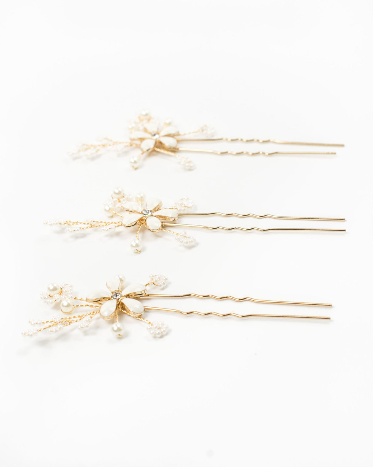 3 épingles à cheveux mariage avec fleurs métal