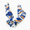 Chouchou foulard satin bleu et orange pour femme 2