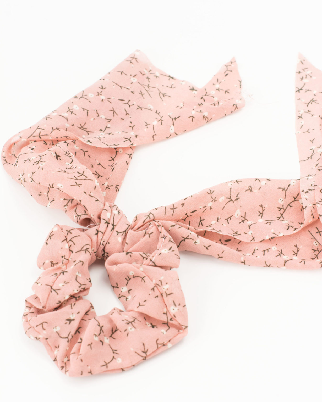 Chouchou foulard rose à fleurs