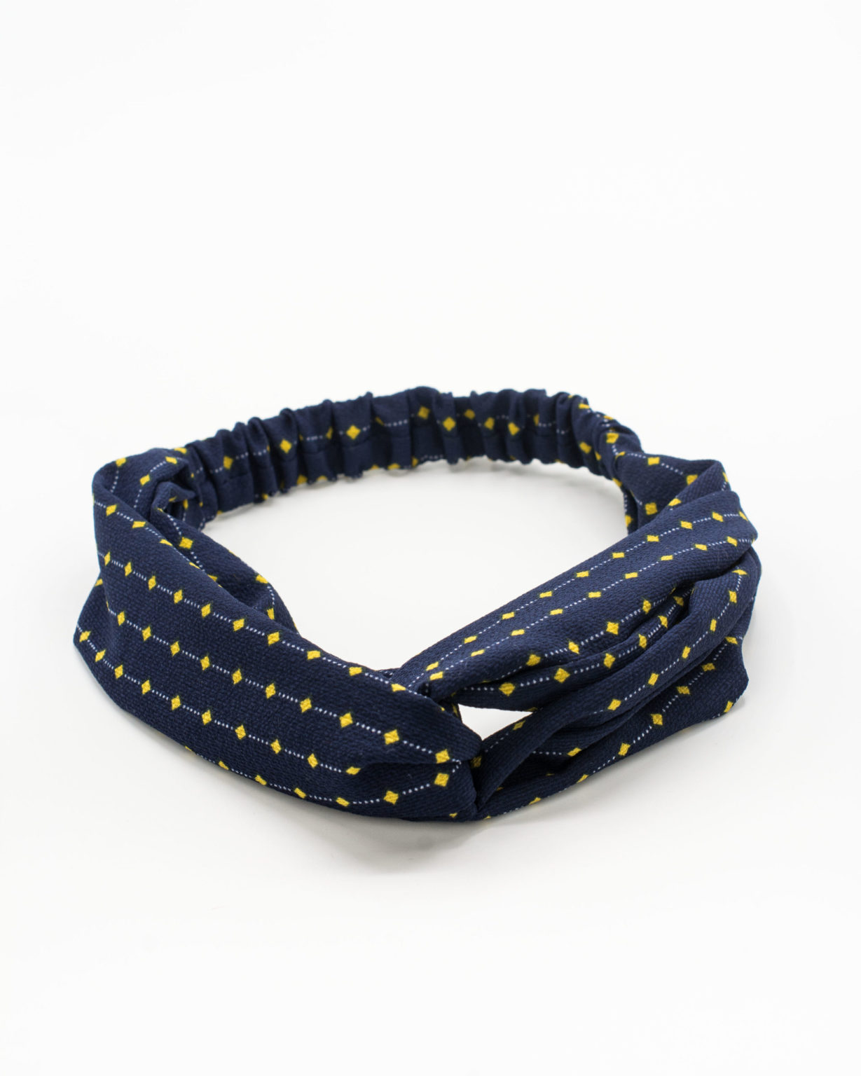 Headband bleu marine à points jaunes