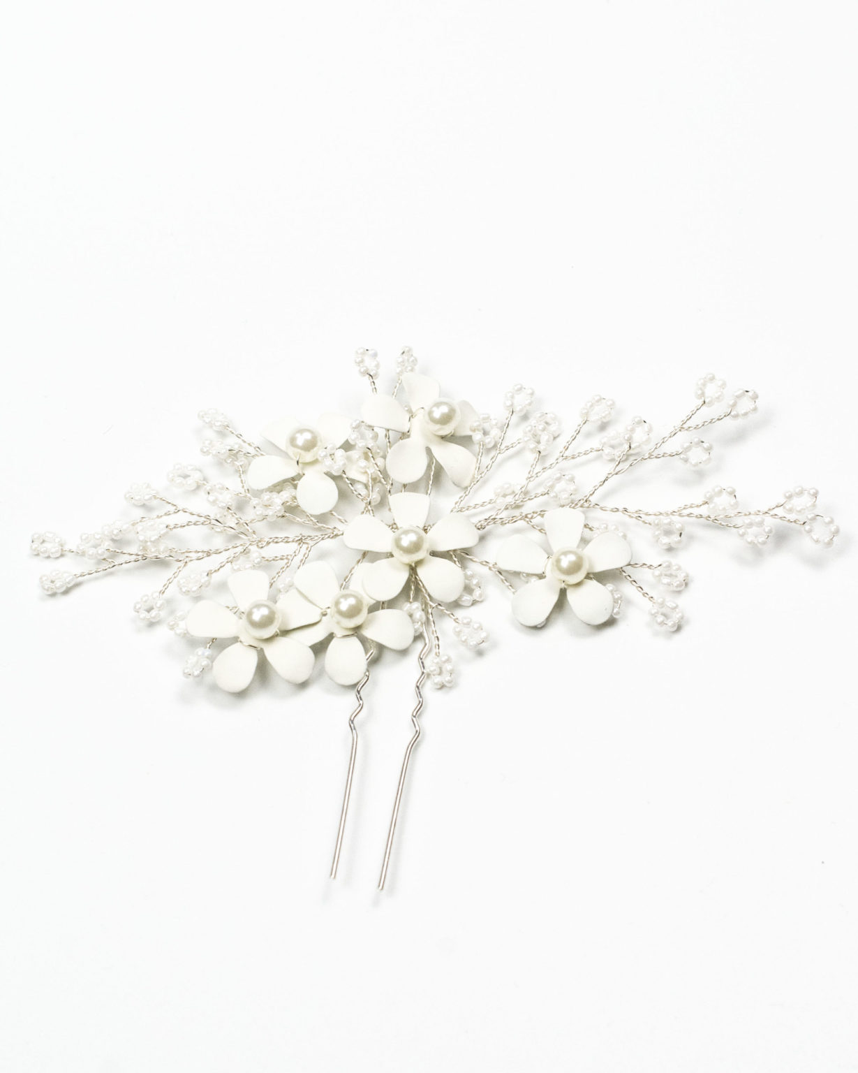 épingle cheveux mariage fleurs blanches métal