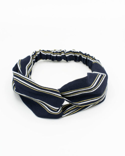 headband bleu à rayures blanches doubles