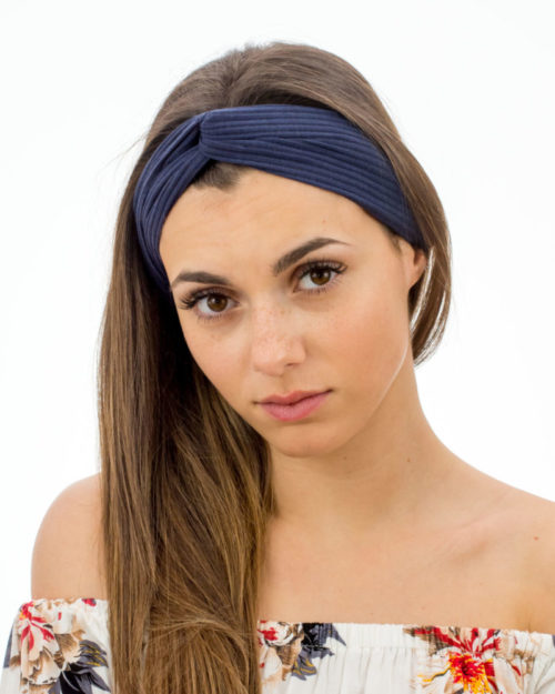 Headband femme bleu marine uni