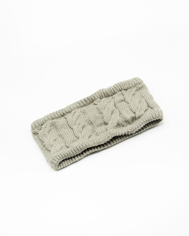 headband tricot gris à doublure fourrure