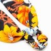 chouchou foulard avec fleurs orange pour femme