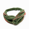 Headband vert pour femme à bandes