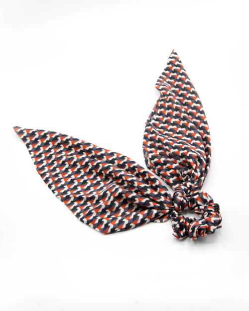 chouchou foulard géométrique orange gris noir