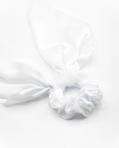 chouchou foulard blanc satin pour femme