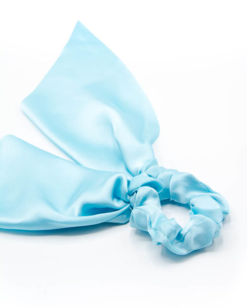 chouchou foulard bleu clair uni en satin