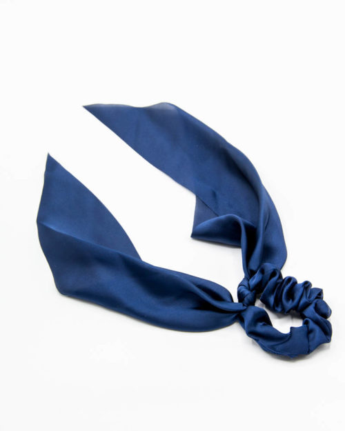 chouchou foulard satin bleu marine