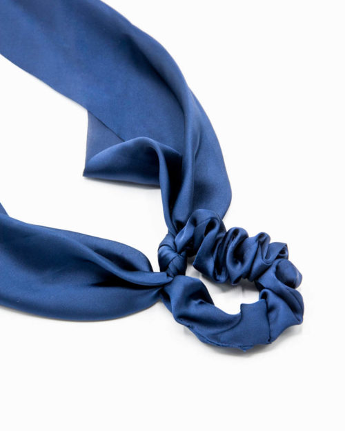 chouchou foulard satin bleu marine pour femme