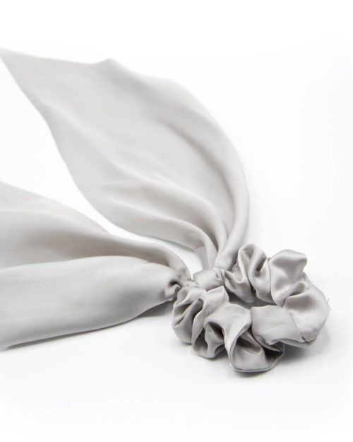 chouchou foulard satin gris pour femme