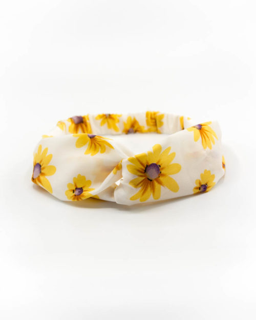 bandeau blanc à fleurs jaunes