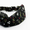 headband noir à fleurs blanches et rouges pour femme
