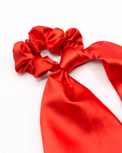 chouchou foulard rouge en satin pour femme